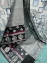 Trendy Grey and Black Tissue Silk Saree 