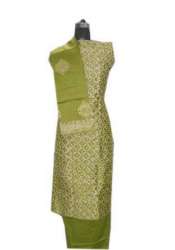 Ladies Green Chanderi Unstitched Suit