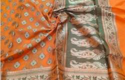 Orange Banarasi Silk Saree with Butti Design 