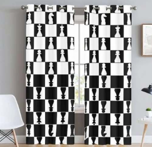 Buy Fancy Chess Printed Curtain At Wholesale Rate by Kanha Overseas