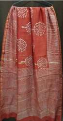 Formal Wear Organe Chanderi Block Print Saree 
