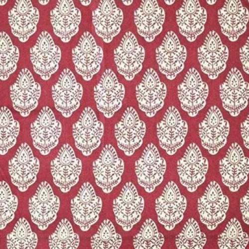 Red Block Printed Fabric  by Bhagwati Arts