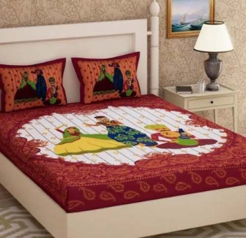 Navratri Print Rajasthani Bed Sheet  by Mivaan Traders