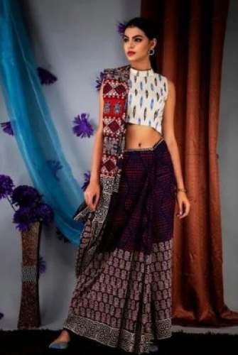 Party Wear Jaipuri Block Printed Saree  by Mivaan Traders