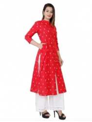 Regular Wear Cotton Kurti With Plain Palzzo Set