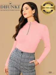 Dhunki 2241 mock neck with stylish zip T-Shirt