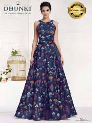 Phantom Silk with designer neck Western Gown -Dhunki 5451