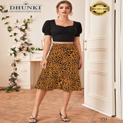 Western Crop Top With Skirt Set-Dhunki 5711
