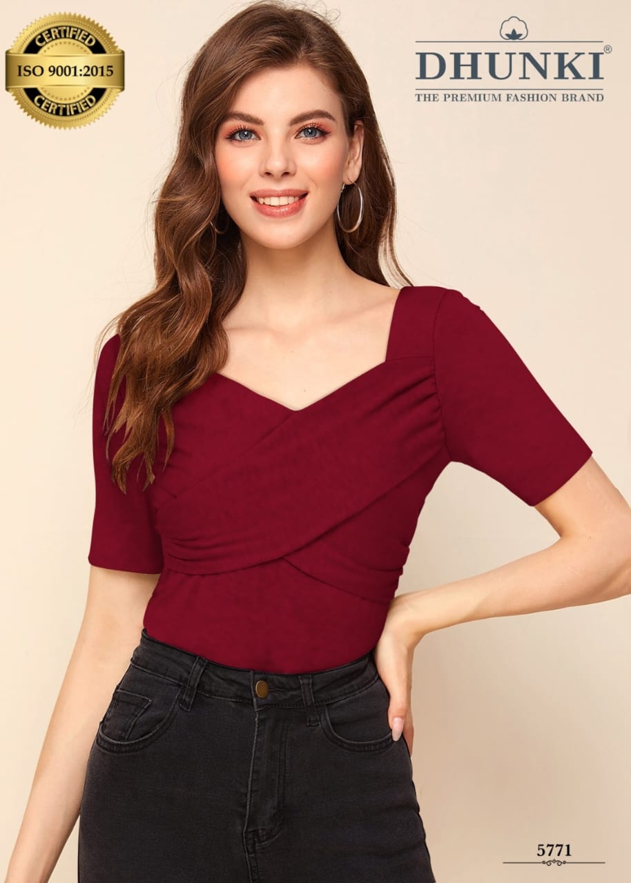 Short Sleeve Plain Top Dhunki 5771