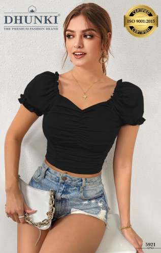 Plain Crop Top Blouse by vexana lifestyle