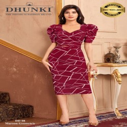 Dhunki DD 08-sweetheart neck  puff sleeves Skirt Top 
