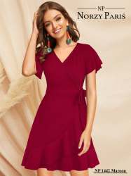 NP 1442 Marooon Designer One Piece dress