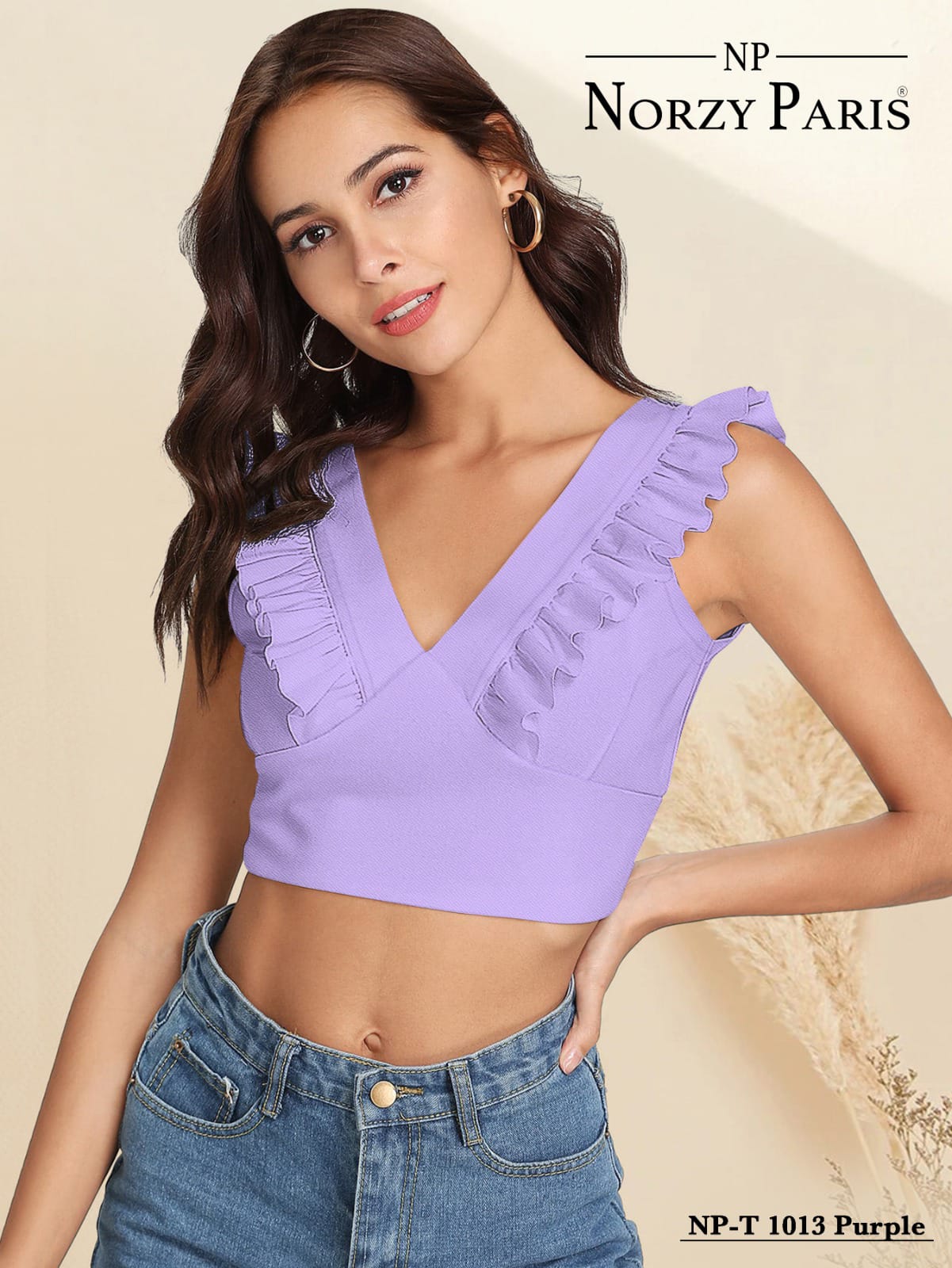 Tipsy 1011  Sleeveless V Neck Crop Top 