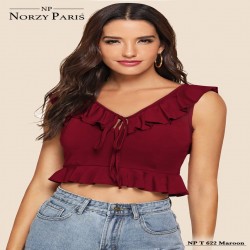 Vexana Presents V neck Fancy Crop Top -Tipsy 621