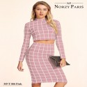 Formal Wear Checks Pattern Crop top with Skirt Set-Tipsy 961 thumb 2