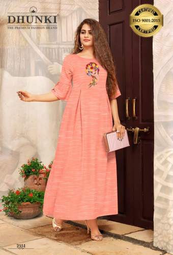 Cotton Slub Western Wear Dress For Ladies