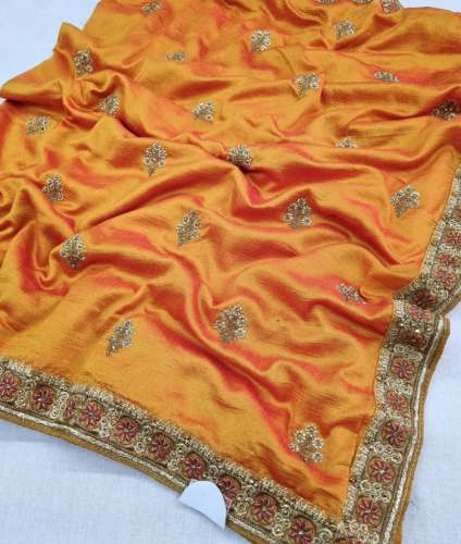 New Collection Yellow Embroidery Saree by Man Mandir Sarees