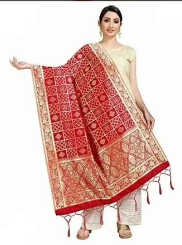 Ladies Zari Tussar Batik Printed Dupatta by Navkar Cotton Mills