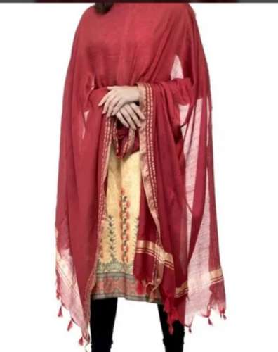 Silk Plain Red Dupatta Ladies  by Navkar Cotton Mills