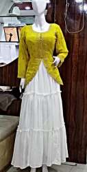 Buy Fancy Yellow And White Gown For Women