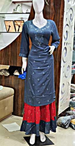 New Collection Rayon Kurti Palazzo Set For Women by Vrinda Fashion