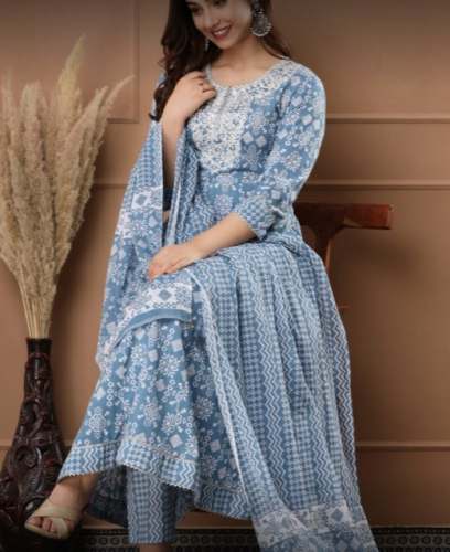 Buy Blue Ready Made Suit For Women by Sufi Traders