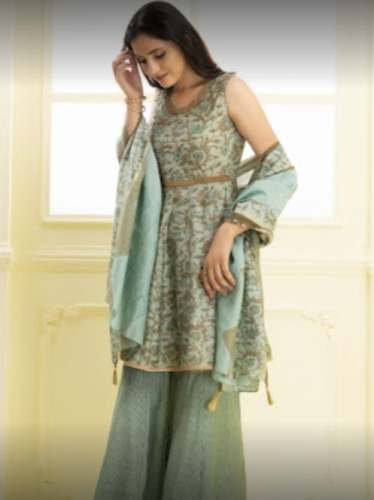 New Collection Peach Sharara Suit For Women by Sufi Traders