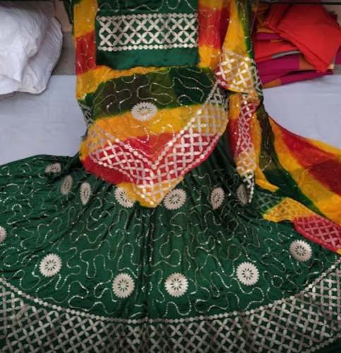 New Collection Green Rajputi Poshak For Women by Jay Maa Kali Rajputi Paridhan