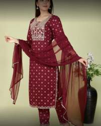 New Collection Red Kurti Pant Set At Wholesale