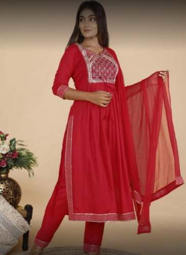 New Fancy Red Kurti Pant Set At Wholesale by Bhagwati Fashion