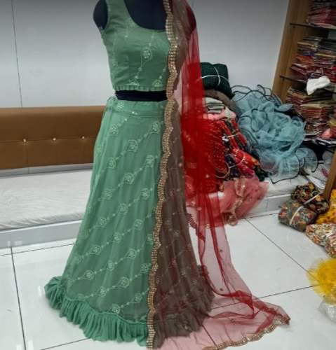 Buy Fancy Sea Green Lehenga Choli For Women by Giriraj Fashion
