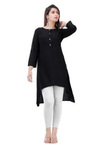 Black Tail Cut Plain Kurti 