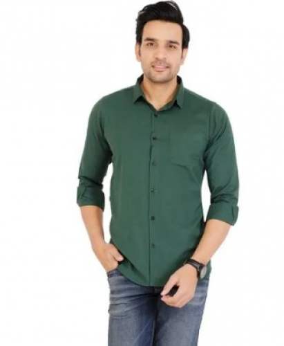 Green Cotton Mens Shirt by Lakda's 