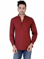 Maroon Button Down kurta Shirt for Men