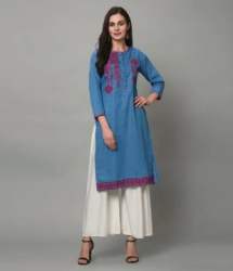 Casual Wear Denim Embroidered kurti 