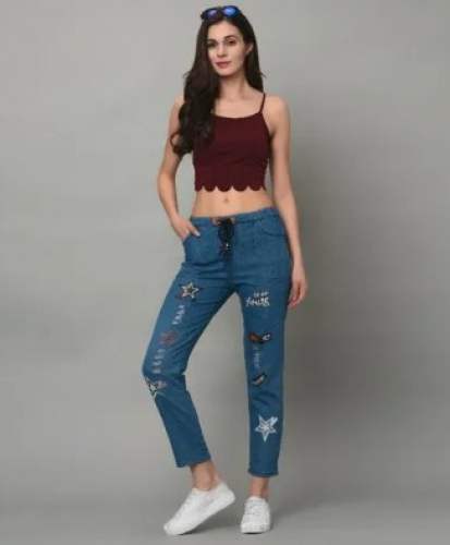 Stretchable Denim joggers by Monu International