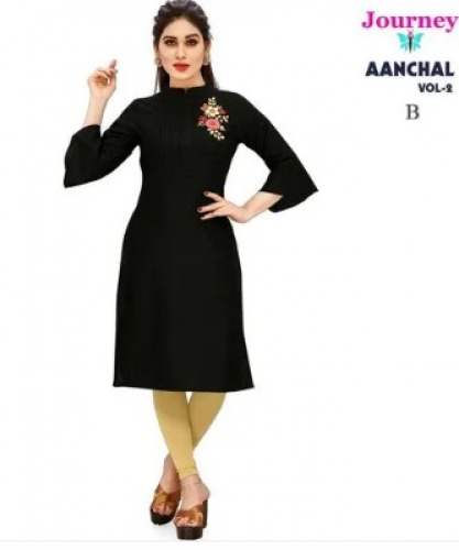 Aanchal High Neck Embroidered Kurti  by Journey Design