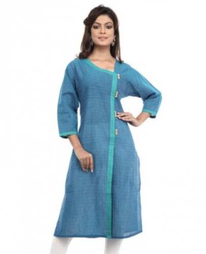Sky Blue Plain Handloom Kurti  by Living Cocoon Retail Limited