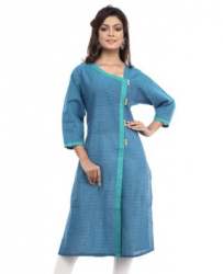 Sky Blue Plain Handloom Kurti 