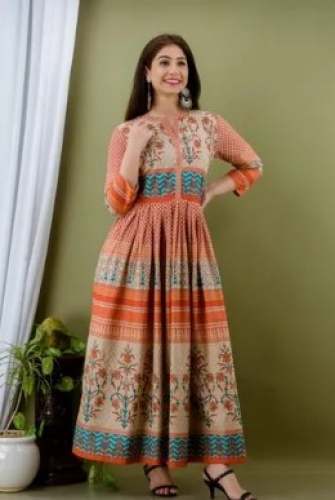 Cotton Anarkali Long Gown Kurti  by Snehas Creation