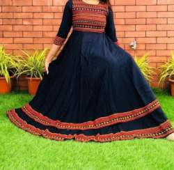 Navy Blue Anarkali Cotton Kurti 