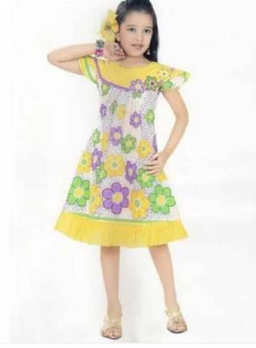 Regular wear Kids Yellow Frocks  by L K Vyapaar Private Limited