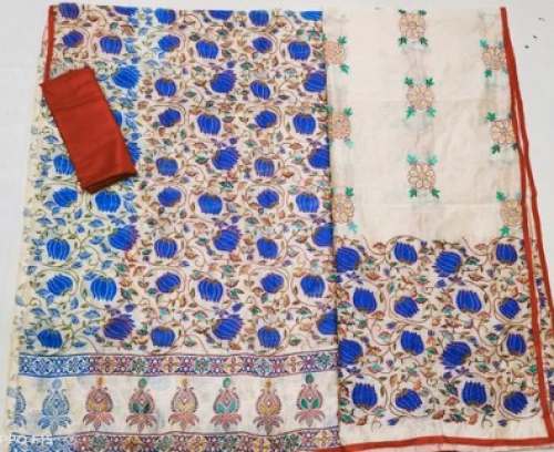 Hand Work Phulkari Pattern Chanderi Suit  by Solanki Handicraft