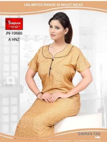 PV Piping Night Gown For Ladies  by Simran Nightwear