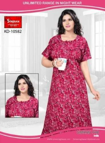 Stitched Printed Lace Night Gown 