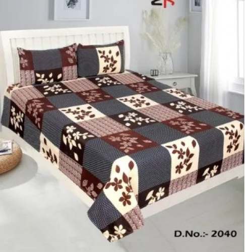 New Collection Brown Polyester Double Bed Sheet by J M D Textiles