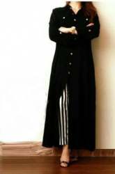 Formal Wear Plain Black Front Slit Kurti 