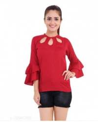 Stylish Red Cotton Tops 