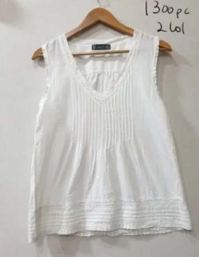 Sleeveless Cotton Casual Cotton Top  by Videh Apparels