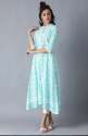 3/4 Sleeve Sky Blue color Printed Cotton Ladies Kurti